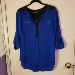Blue blouse with black detail